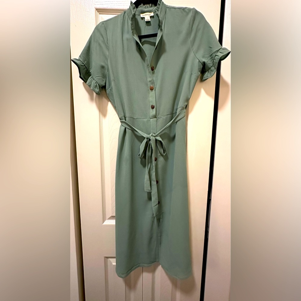 Monteau Green Midi Shirt Dress